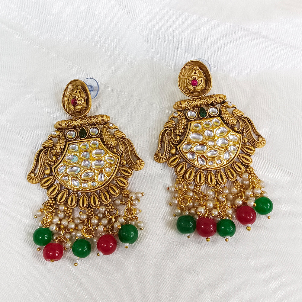 JewelMaze Kundan Stone Gold Plated Dangler Earrings - JW-10161074MGR ( Art No. 469469708001 )