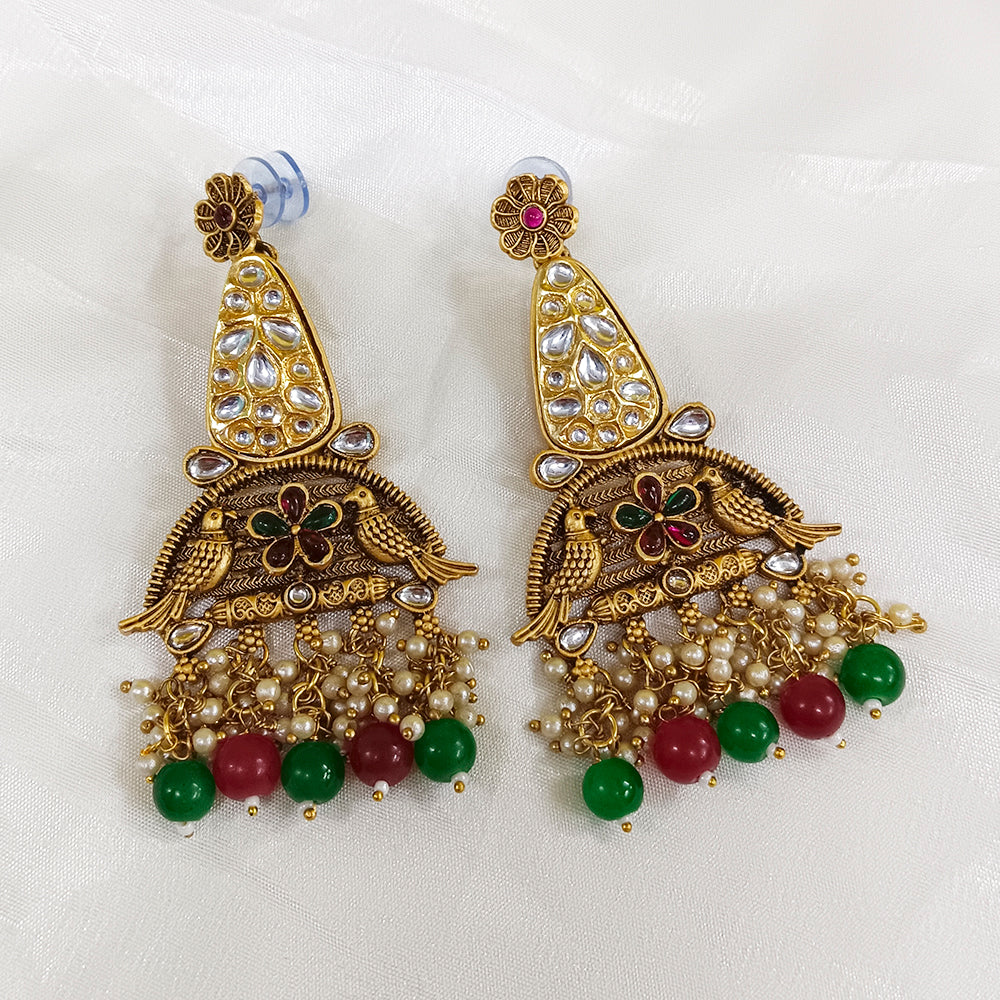 JewelMaze Kundan Stone Gold Plated Dangler Earrings - JW-10161075MGR ( Art No. 469469709001 )