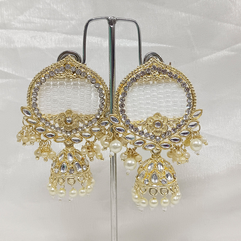 JewelMaze Austrian Stone Gold Plated Dangler Earrings - JW-10161078WH ( Art No. 469469712001 )
