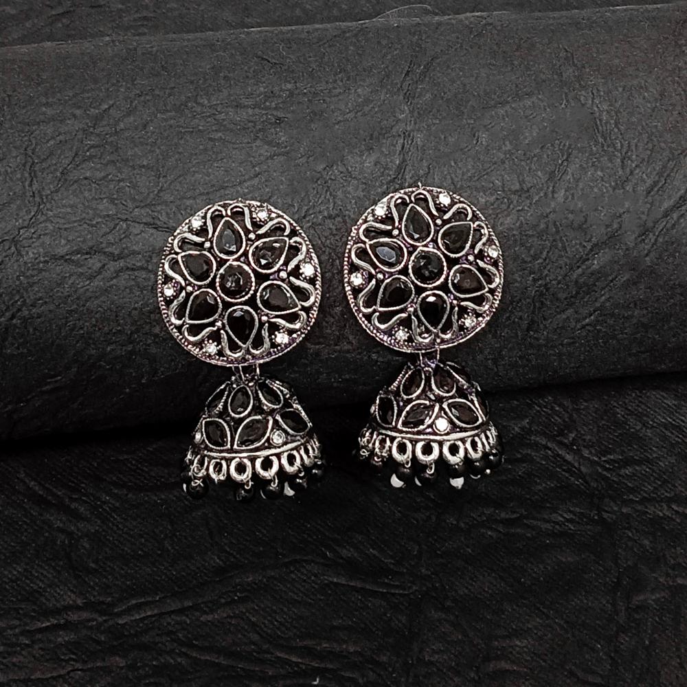 JewelMaze Oxidised Plated Jhumkis Earrings