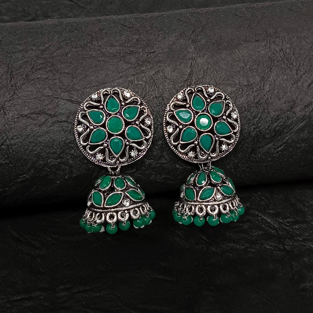JewelMaze Oxidised Plated Jhumkis Earrings