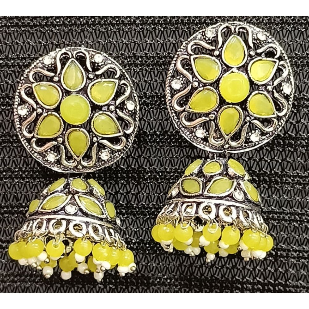 JewelMaze Oxidised Plated Jhumkis Earrings - 10161079