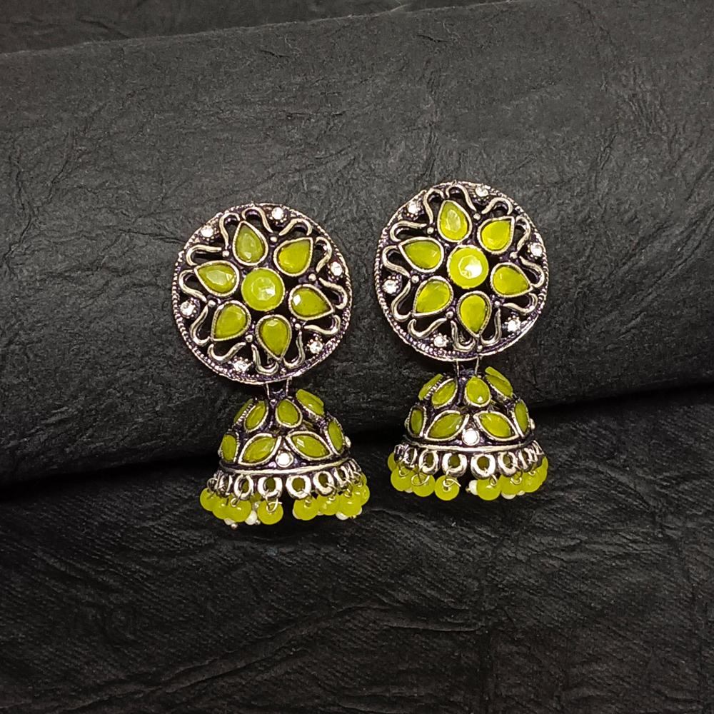 JewelMaze Oxidised Plated Jhumkis Earrings