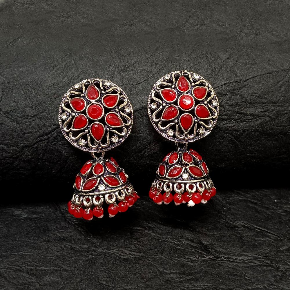 JewelMaze Oxidised Plated Jhumkis Earrings