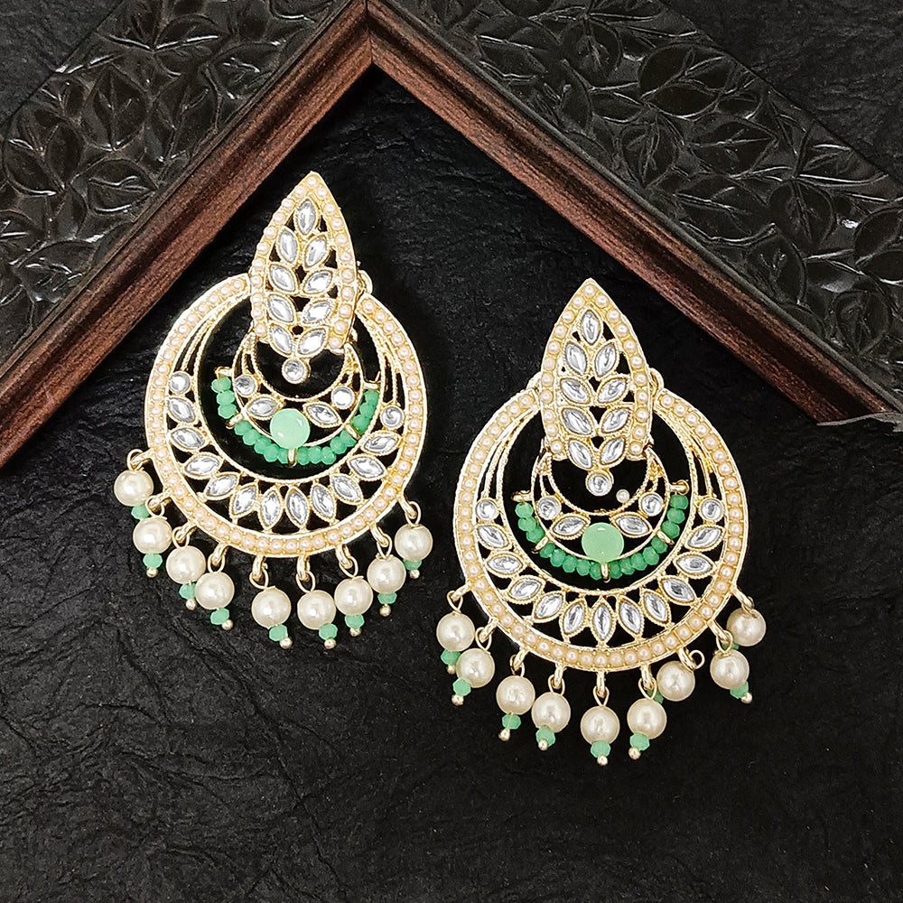 Bhavi Jewels Gold Plated Kundan Stone Dangler Earrings