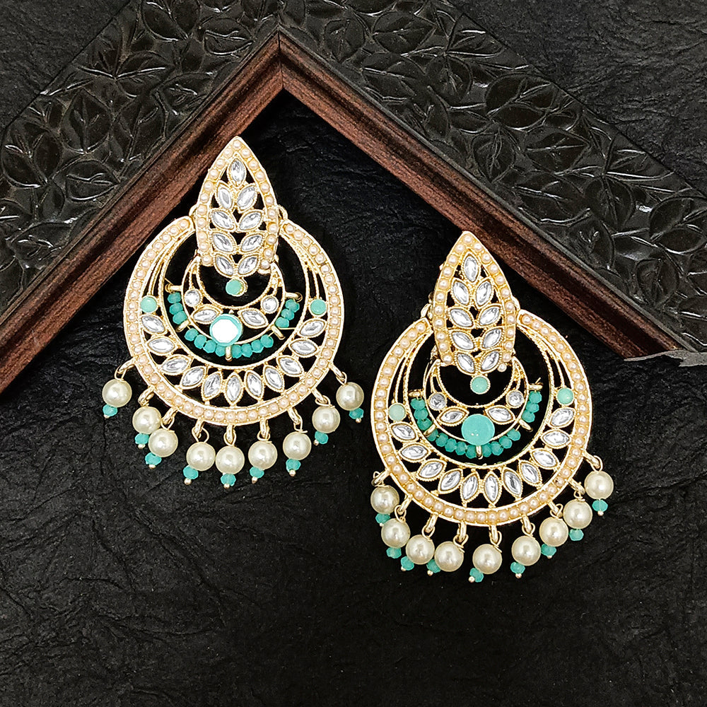Bhavi Jewels Gold Plated Kundan Stone Dangler Earrings