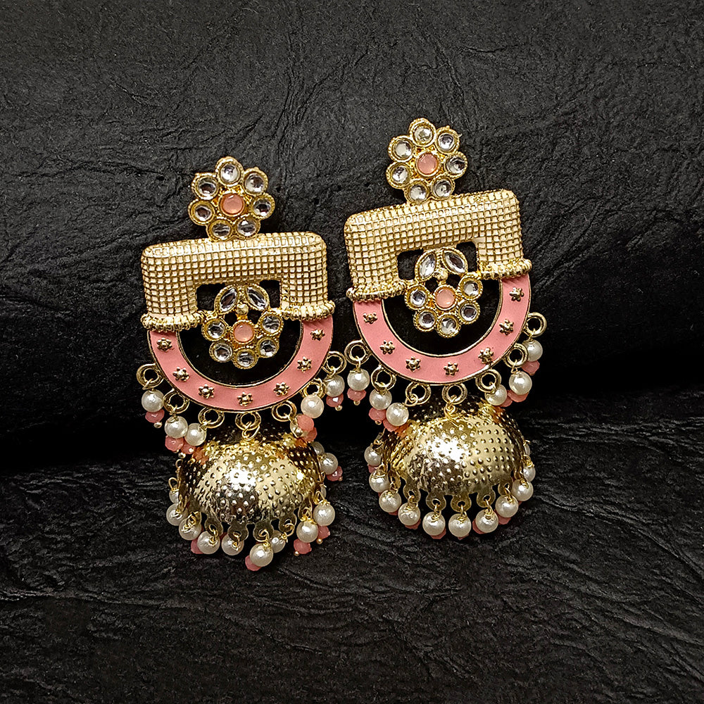 Bhavi Jewels Gold Plated Meenakari Jhumki Earrings
