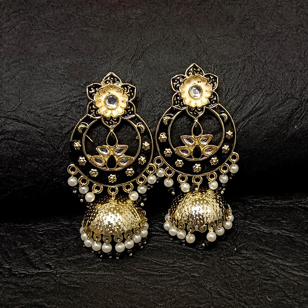 Bhavi Jewels Gold Plated Meenakari Jhumki Earrings - 10161100BL