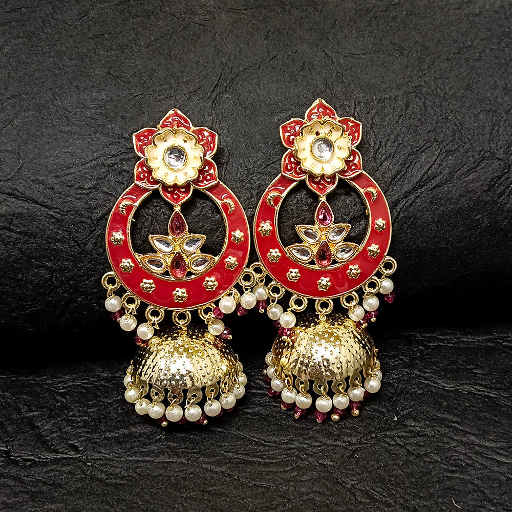 Bhavi Jewels Gold Plated Meenakari Jhumki Earrings - 10161100DP