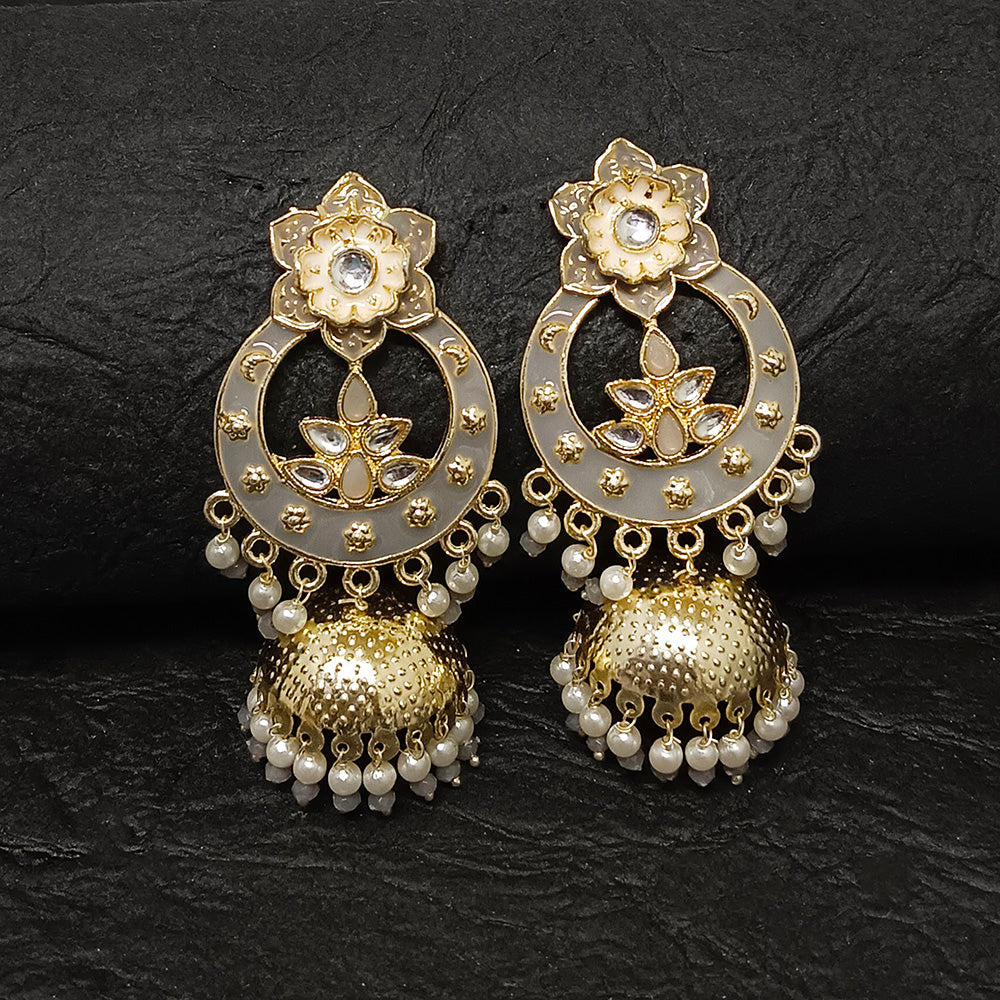 Bhavi Jewels Gold Plated Meenakari Jhumki Earrings - 10161100GY