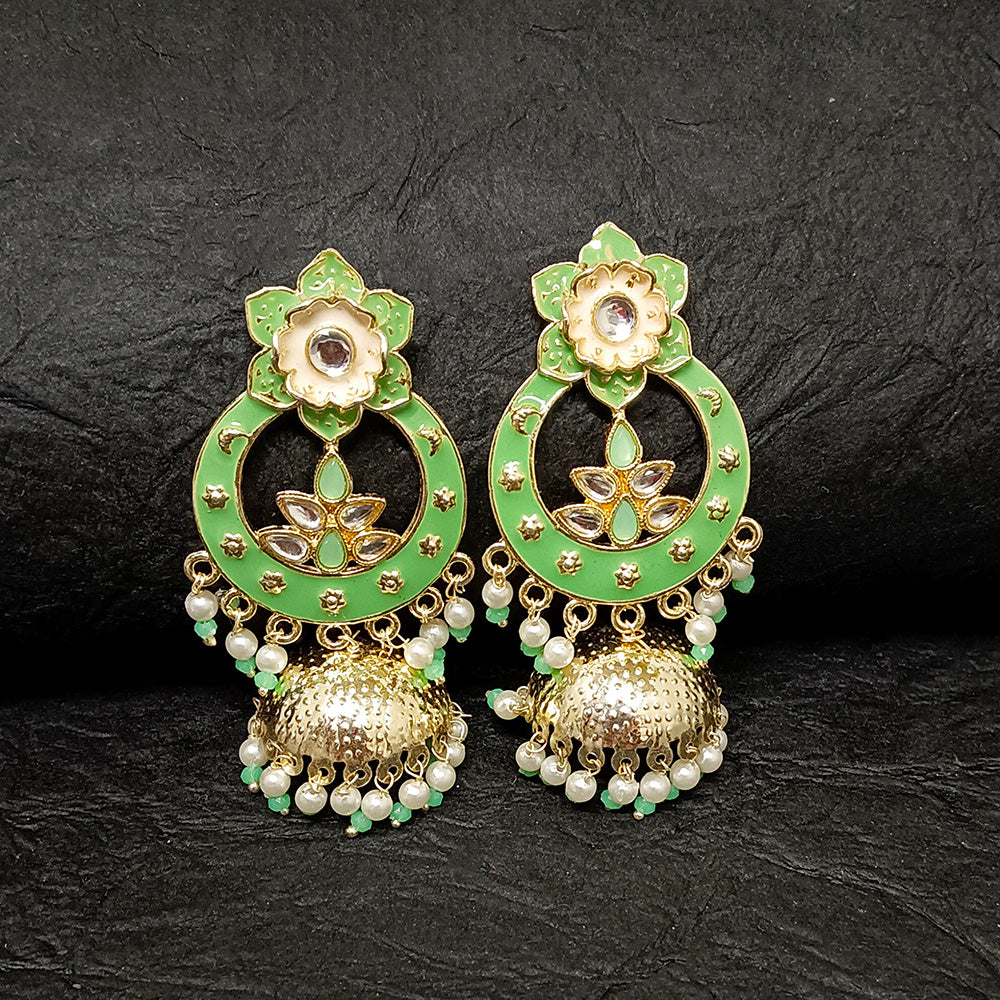 Bhavi Jewels Gold Plated Meenakari Jhumki Earrings - 10161100LG