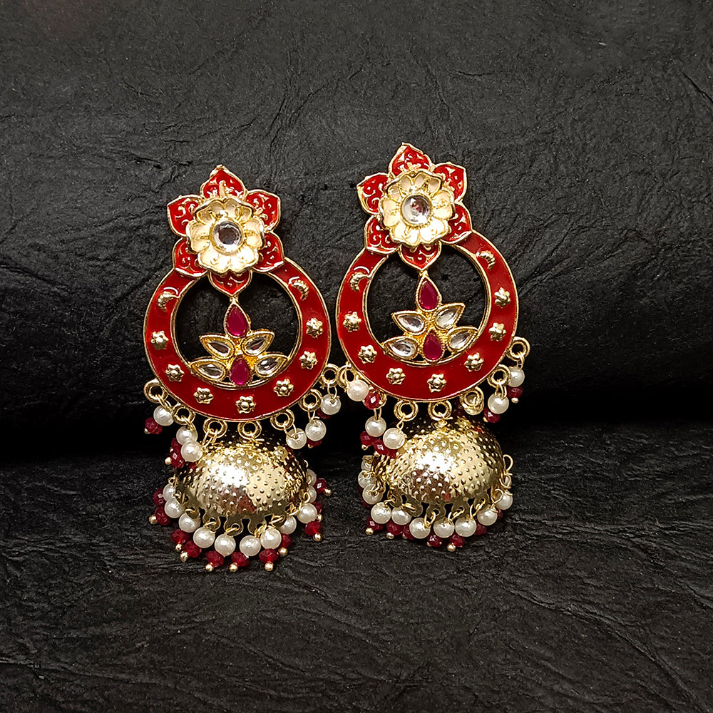 Bhavi Jewels Gold Plated Meenakari Jhumki Earrings - 10161100MR