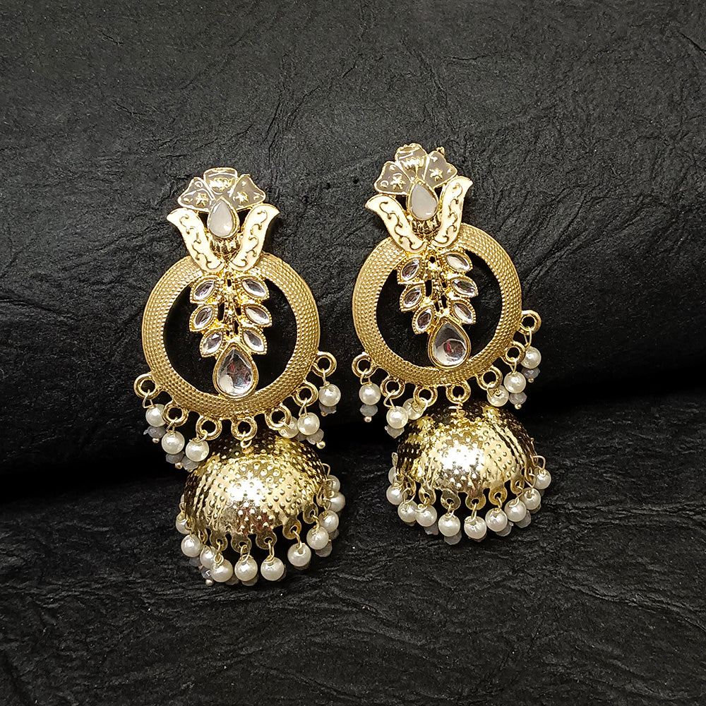 Bhavi Jewels Gold Plated Meenakari Jhumki Earrings - 10161101GY