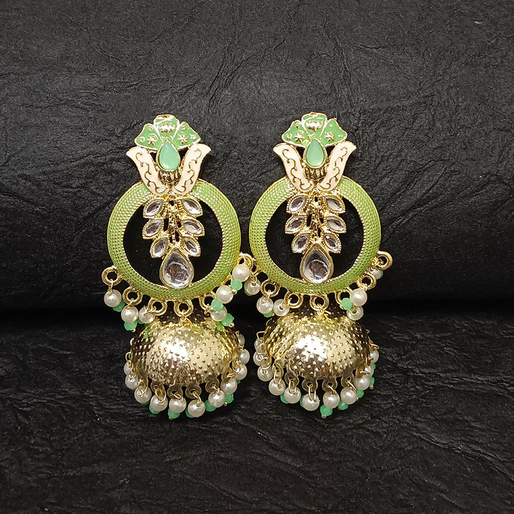 Bhavi Jewels Gold Plated Meenakari Jhumki Earrings - 10161101LG