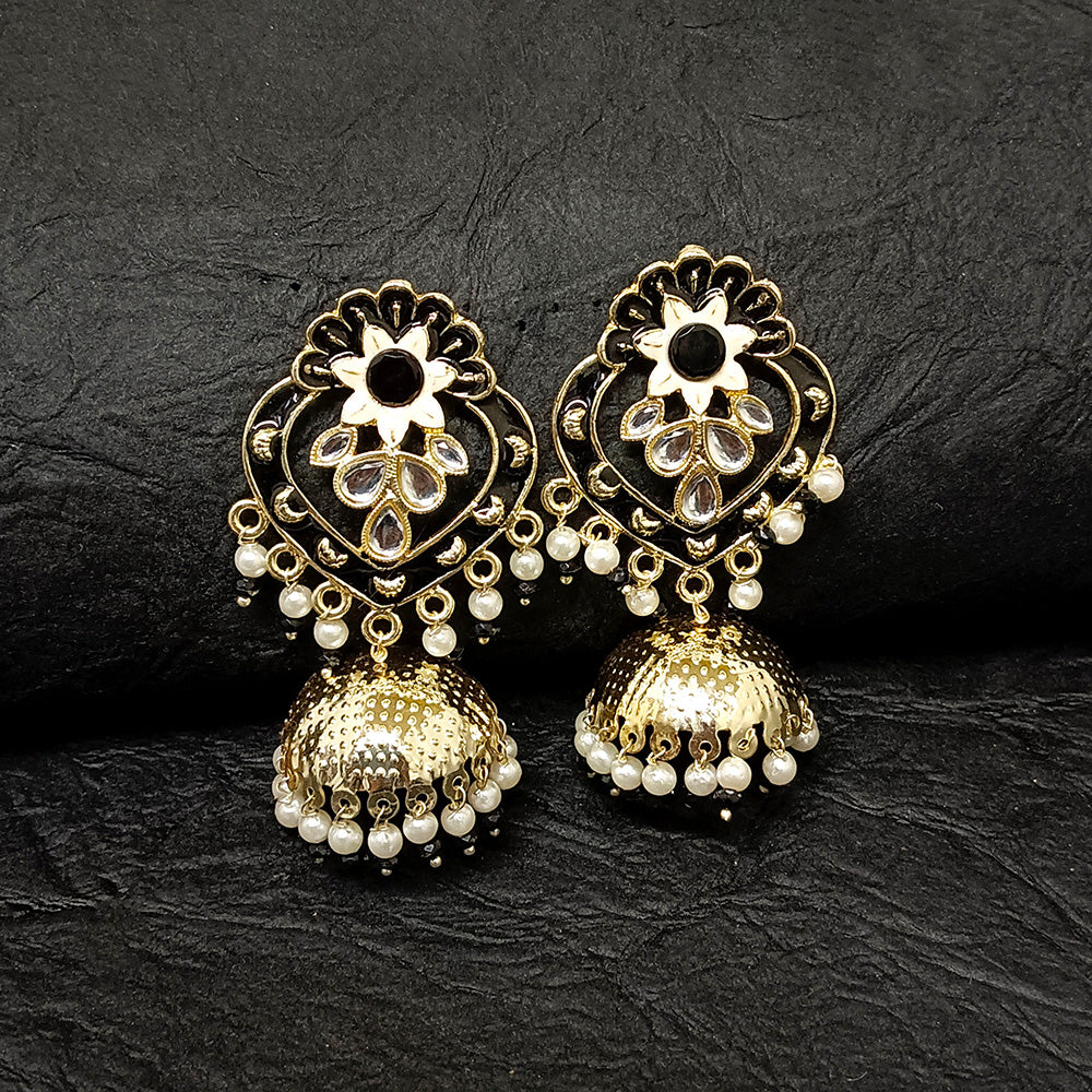 Bhavi Jewels Gold Plated Meenakari Jhumki Earrings
