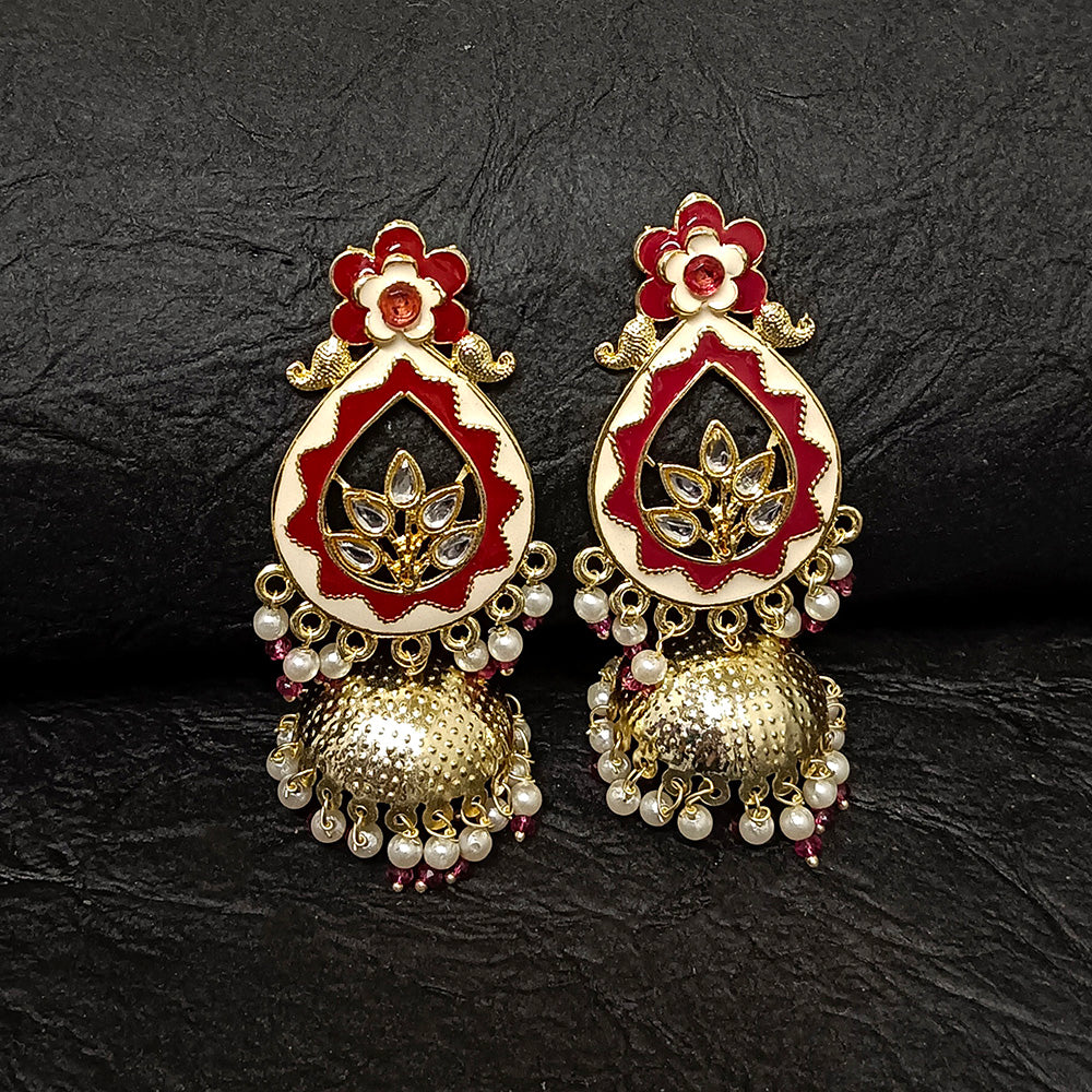Bhavi Jewels Gold Plated Meenakari Jhumki Earrings - 10161104DP