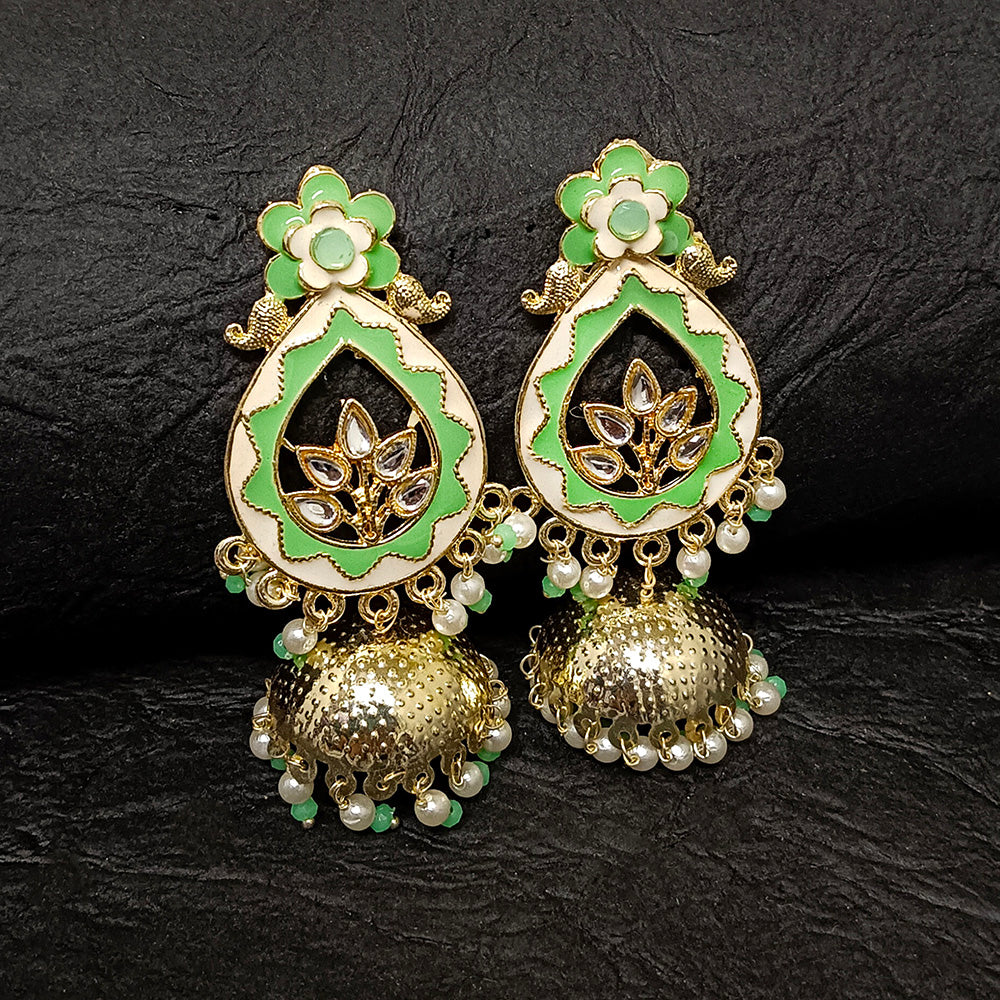 Bhavi Jewels Gold Plated Meenakari Jhumki Earrings - 10161104LG