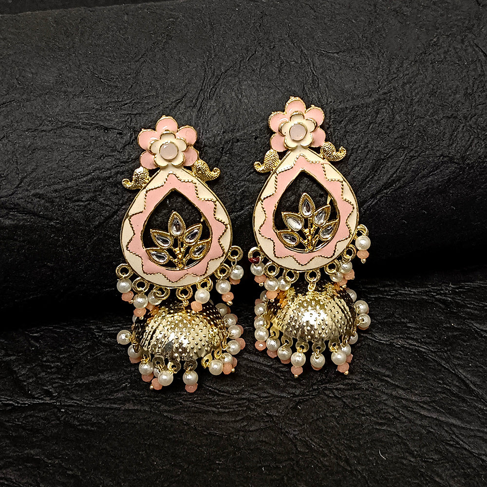 Bhavi Jewels Gold Plated Meenakari Jhumki Earrings - 10161104PE
