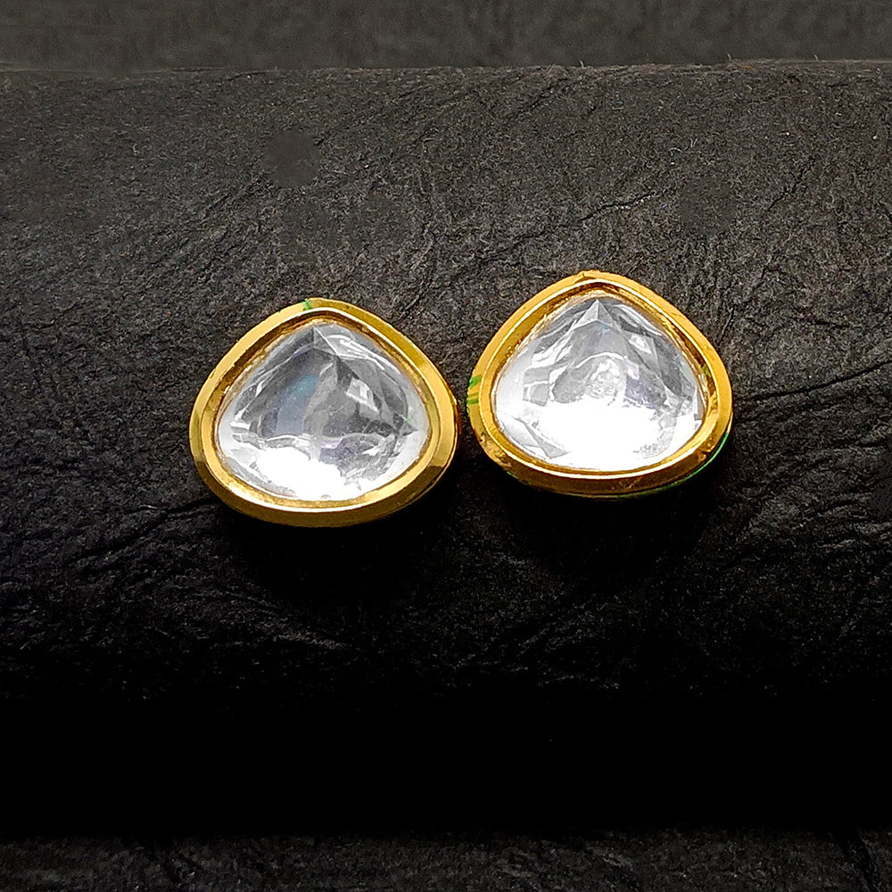 JewelMaze Gold Plated Stud Earrings - 10161111WH