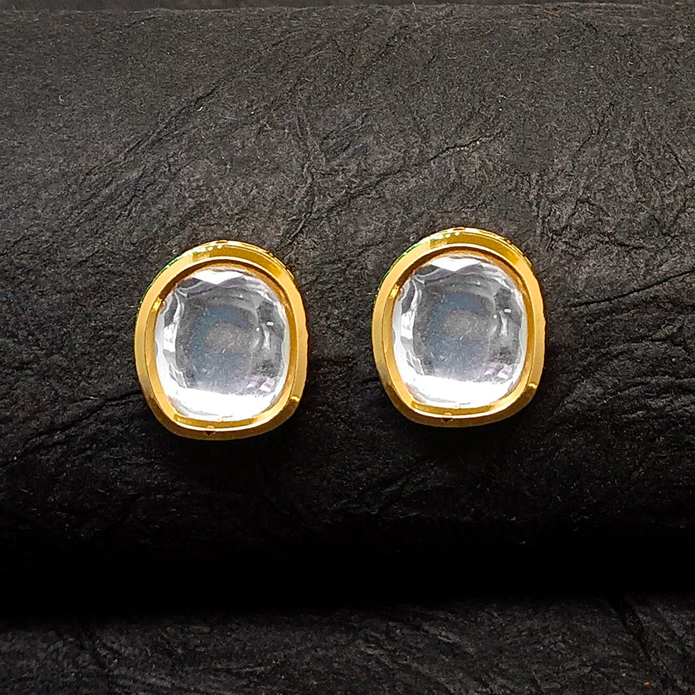 JewelMaze Gold Plated Stud Earrings - 10161112WH - 10161112WH