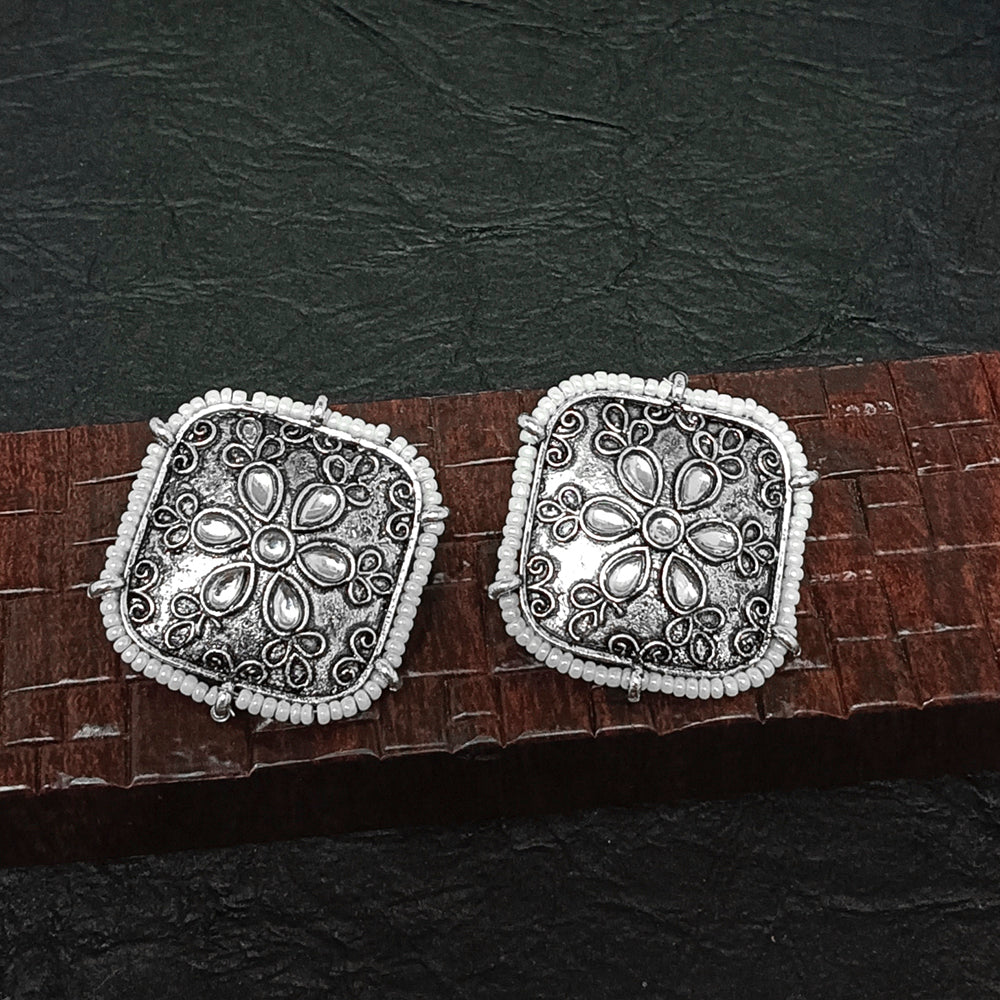 JewelMaze Oxidised Plated Stud Earrings - 10161114OX