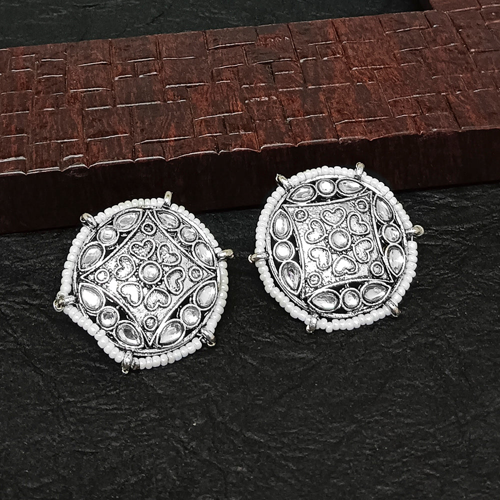 JewelMaze Oxidised Plated Stud Earrings - 10161117OX