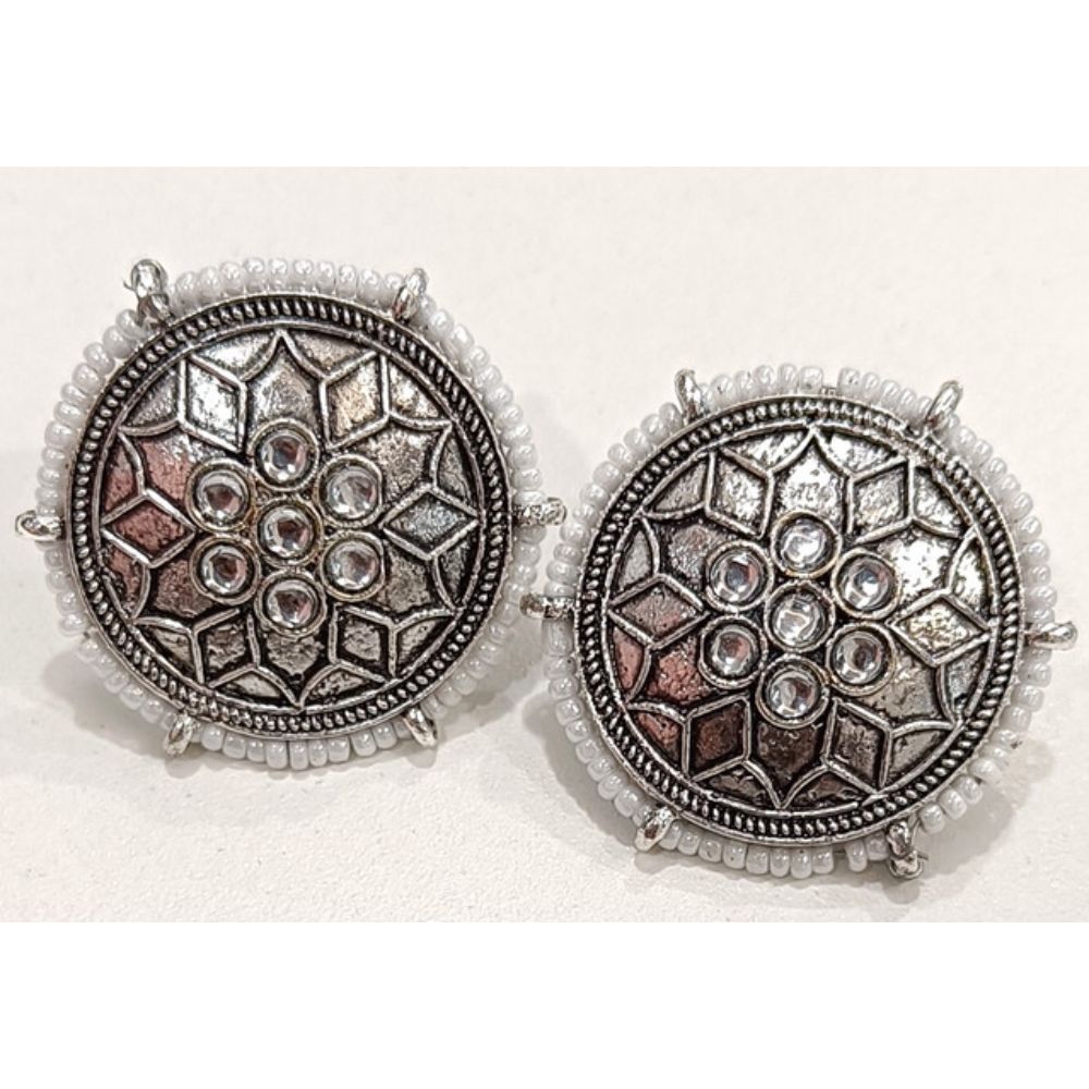 JewelMaze Oxidised Plated Stud Earrings - AZO-AP23ER01123123