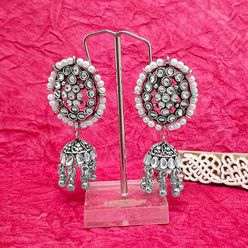 JewelMaze Oxidised Plated Jhumki Earrings - 10161119OX