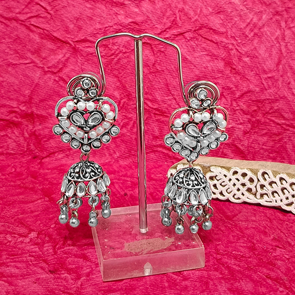 JewelMaze Oxidised Plated Jhumki Earrings - 10161121OX