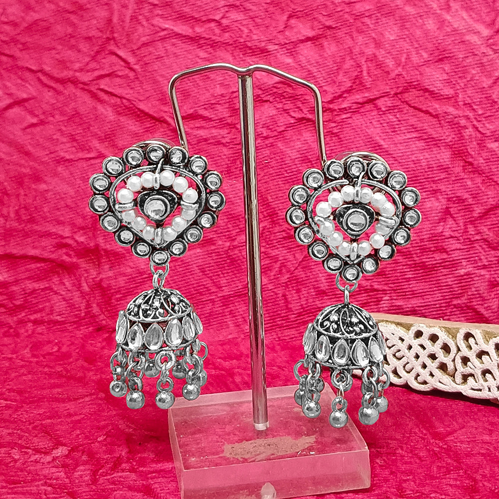 JewelMaze Oxidised Plated Jhumki Earrings - 10161122OX