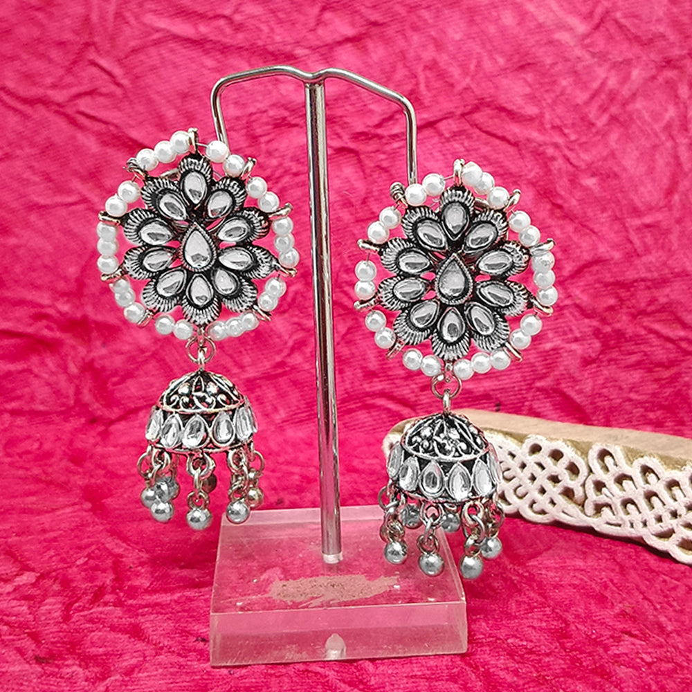 JewelMaze Oxidised Plated Jhumki Earrings - 10161123OX