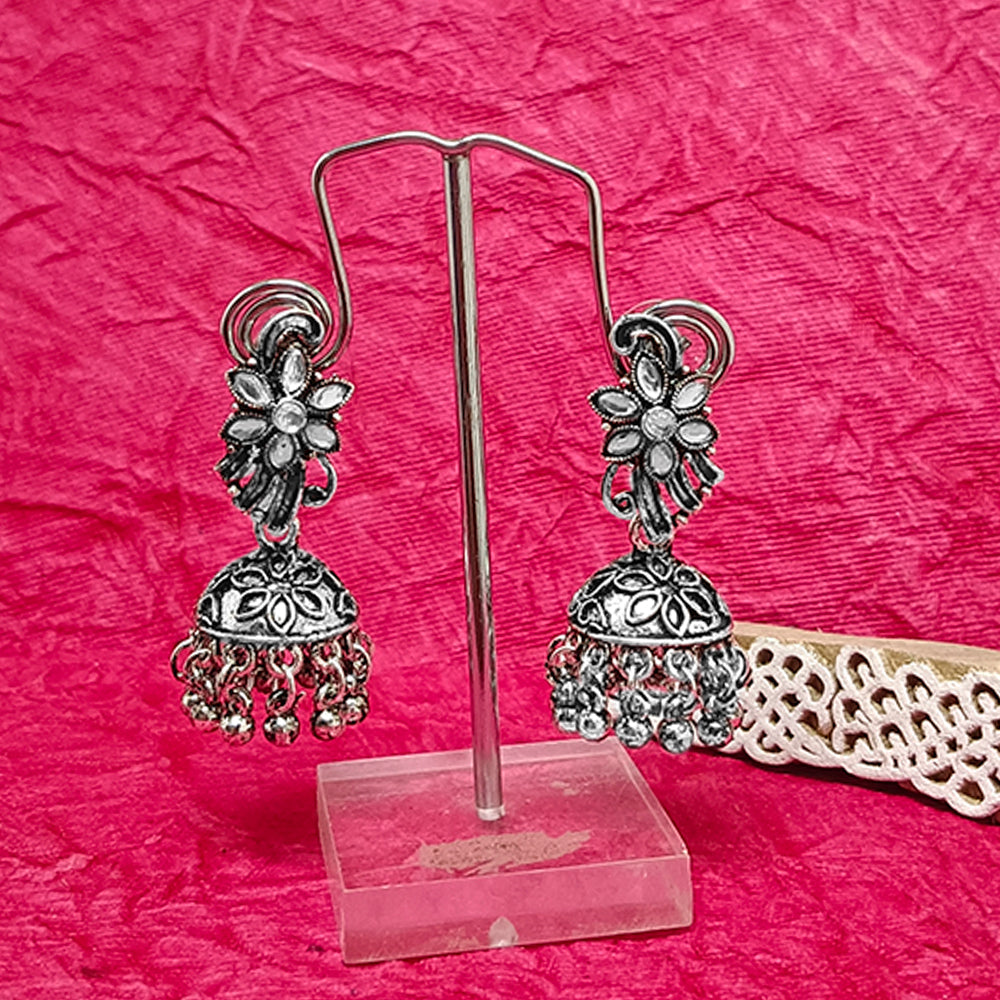Bhavi Jewels Oxidised Plated Jhumki Earrings - 10161136OX