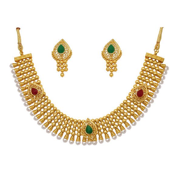 Utkrishtt Green Austrian Stone Gold Plated Necklace Set