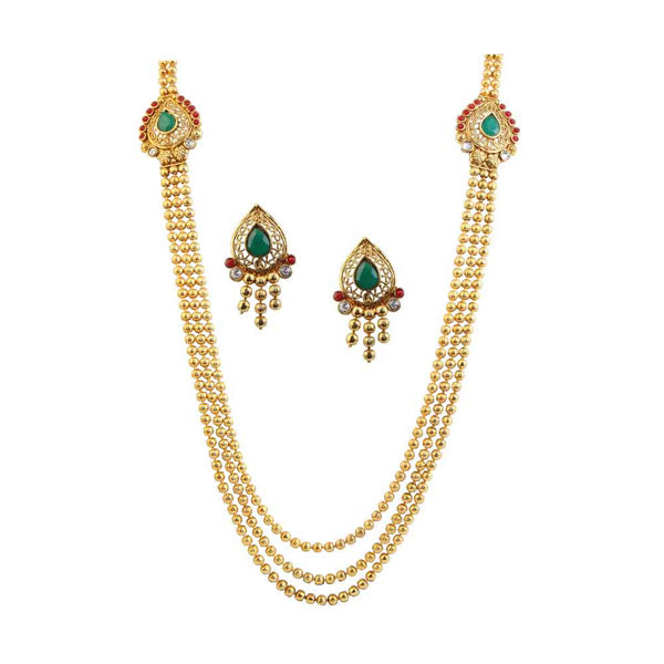 Utkrishtt Green Austrian Stone Gold Plated Traditional Necklace Set