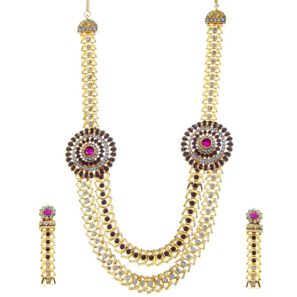 Soha Fashion Purple Austrian Stone Gold Plated Necklace Set