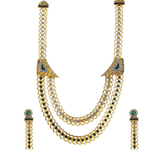 Soha Fashion Green Austrian Stone Gold Plated Traditional Set