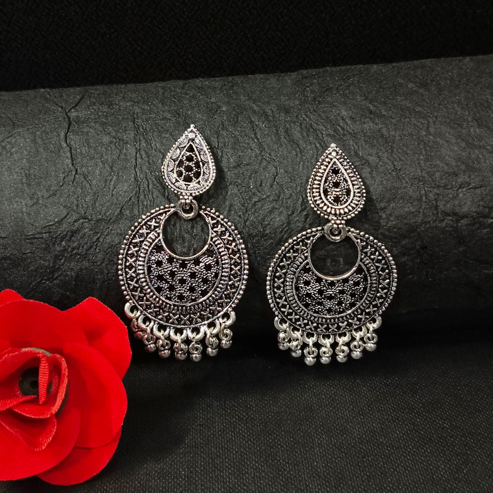 Woma Oxidised Plated Dangler Earrings - 11451065