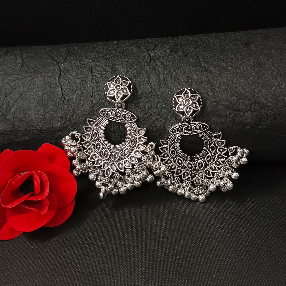 Woma Oxidised Plated Dangler Earrings - 11451081