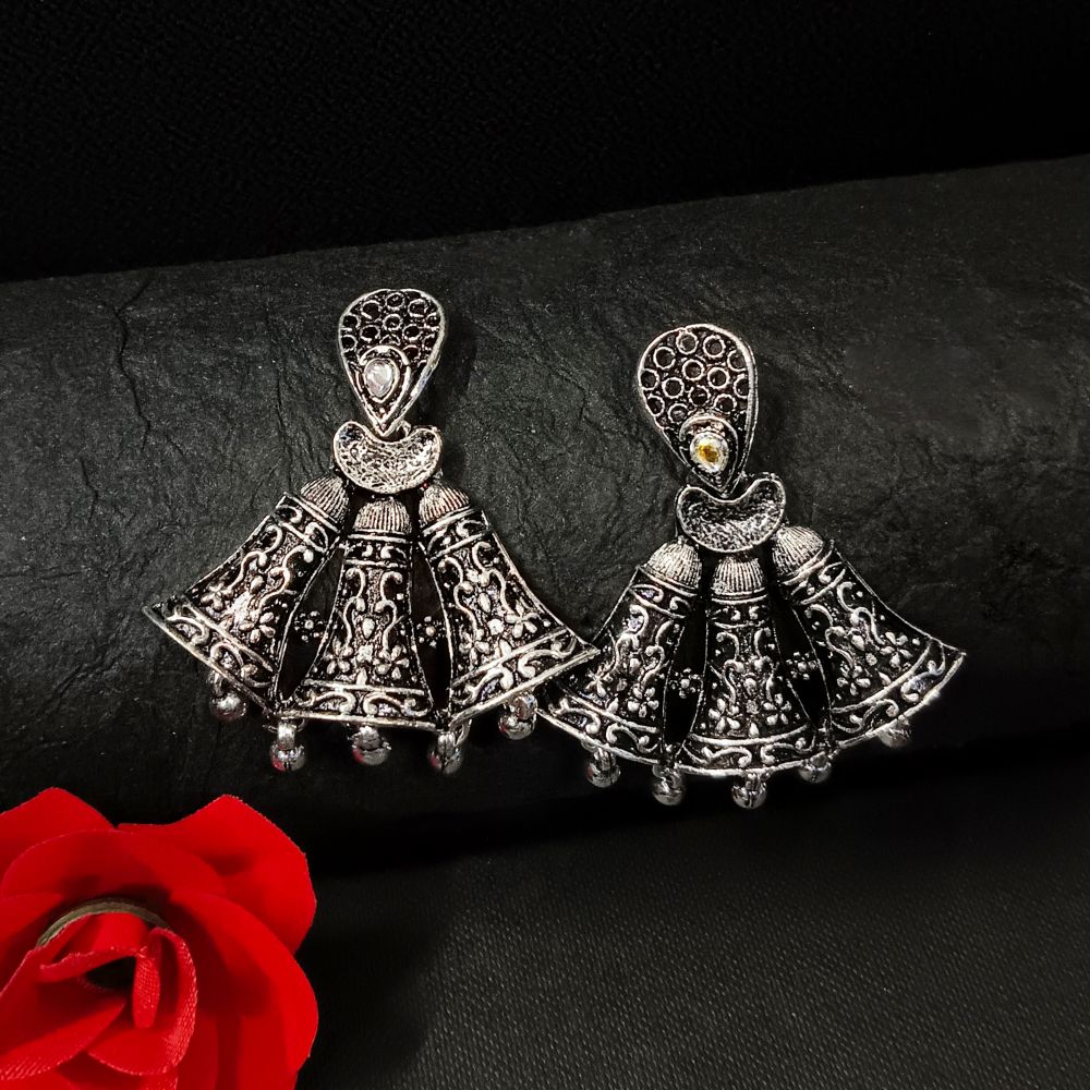 Woma Oxidised Plated Dangler Earrings - 11451084
