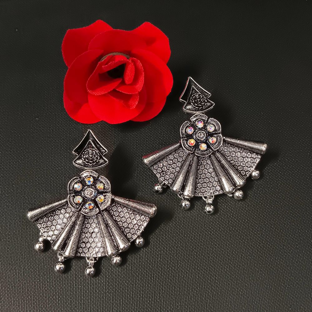 Woma Oxidised Plated Dangler Earrings - 11451089