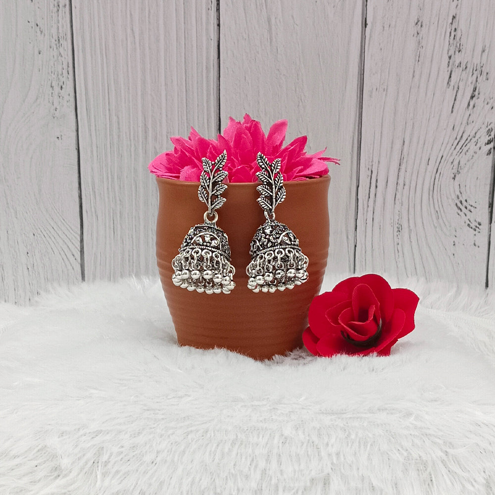 Bhavi Jewels Oxidised Plated Jhumkis Earrings - 11451101OX