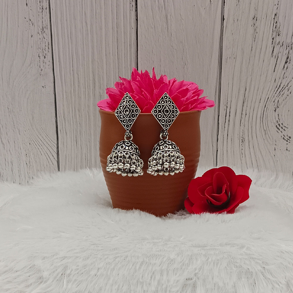 Bhavi Jewels Oxidised Plated Jhumkis Earrings - 11451102OX