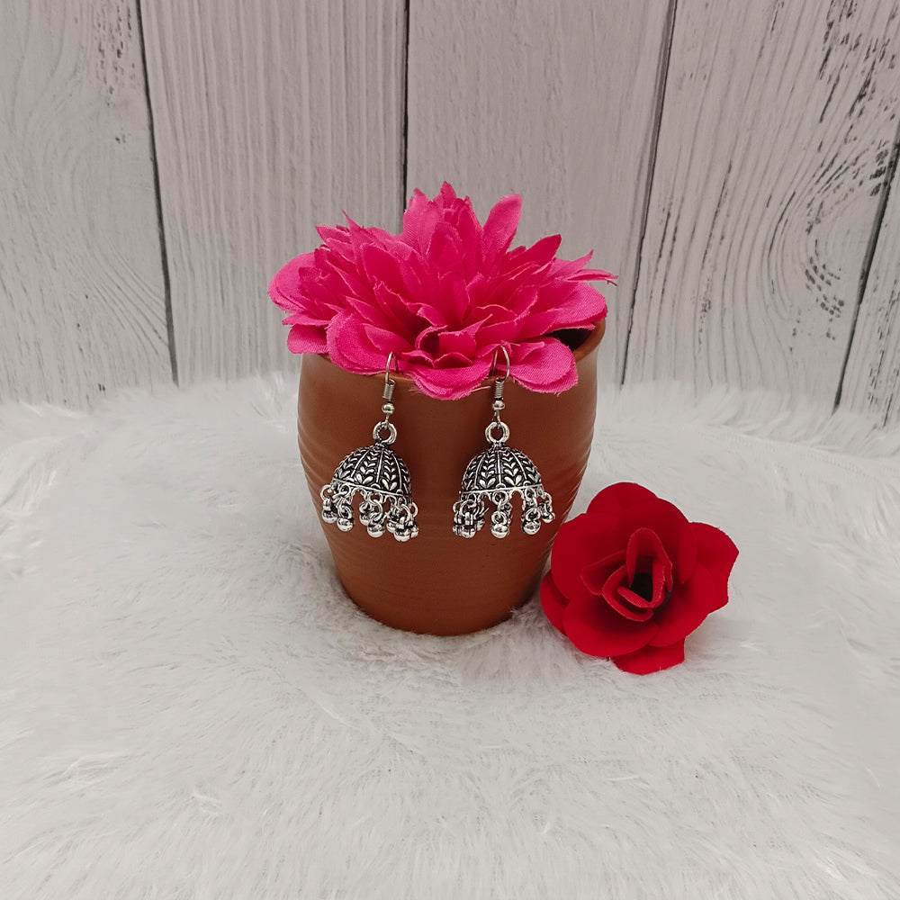 Bhavi Jewels Oxidised Plated Jhumkis Earrings - 11451129OX