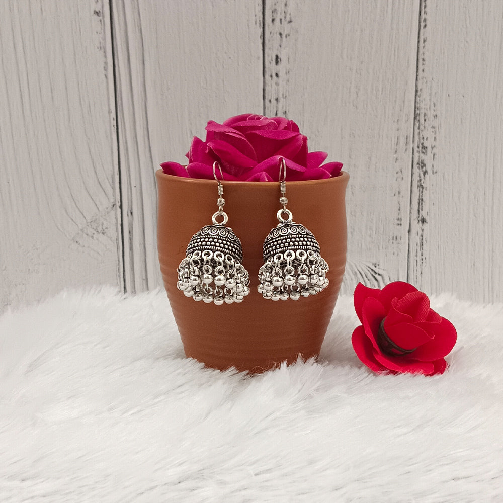 Bhavi Jewels Oxidised Plated Jhumkis Earrings - 11451132OX