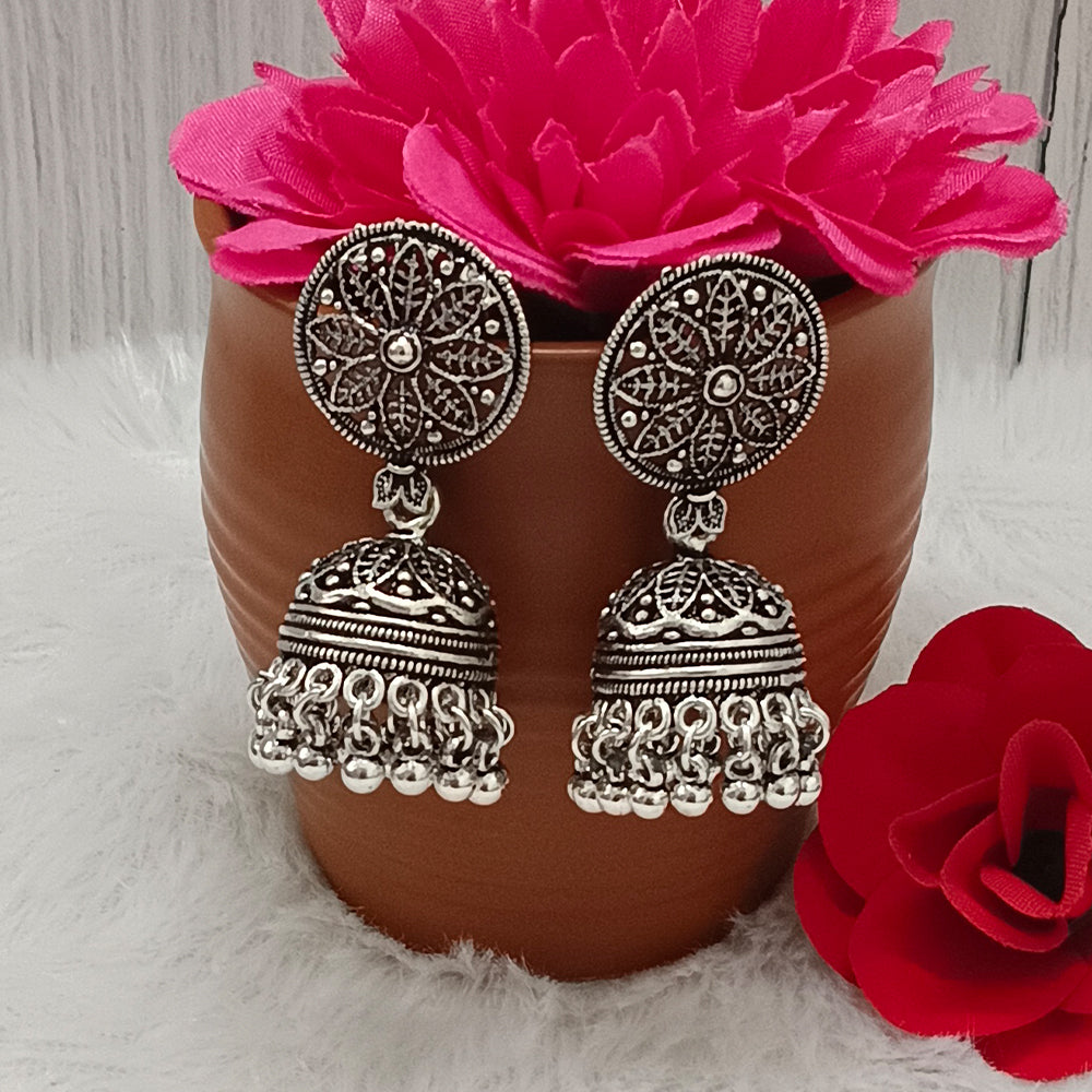 Bhavi Jewels Oxidised Plated Jhumkis Earrings - 11451138OX
