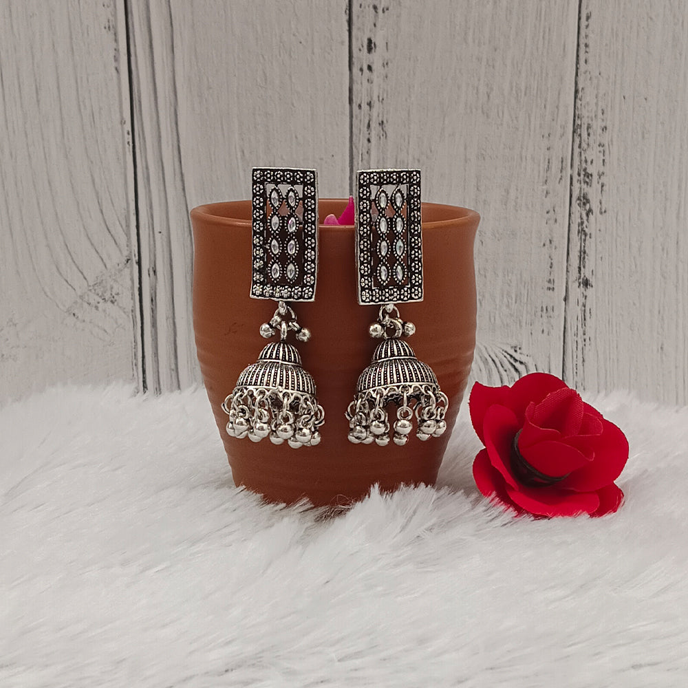 Bhavi Jewels Oxidised Plated Jhumkis Earrings - 11451144OX