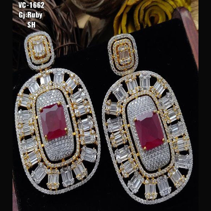Vivah Creation Gold Plated AD Stone Dangler Earrings