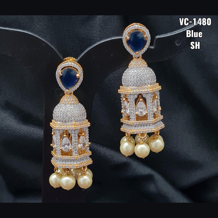 Vivah Creation Gold Plated AD Stone Dangler Earrings