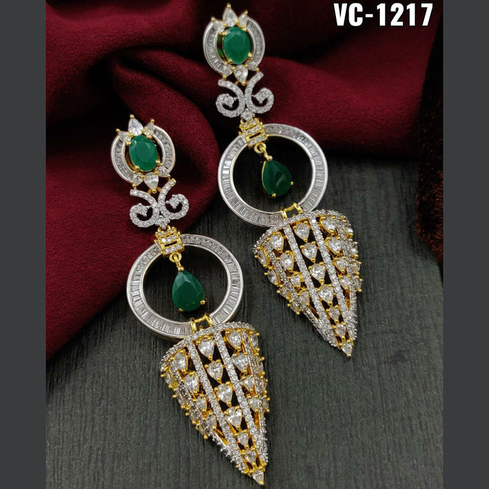 Vivah Creation Gold Plated AD Stone Dangler Earrings