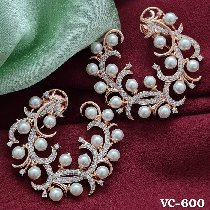 Vivah Creation Rose Gold Plated AD Stone Dangler Earrings